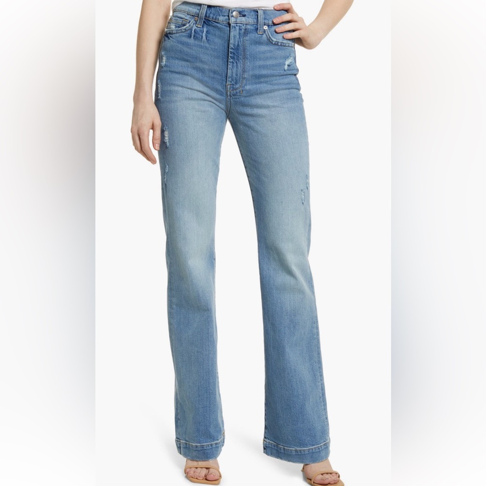 7 For All Mankind Blue Flare Wide Leg Jeans